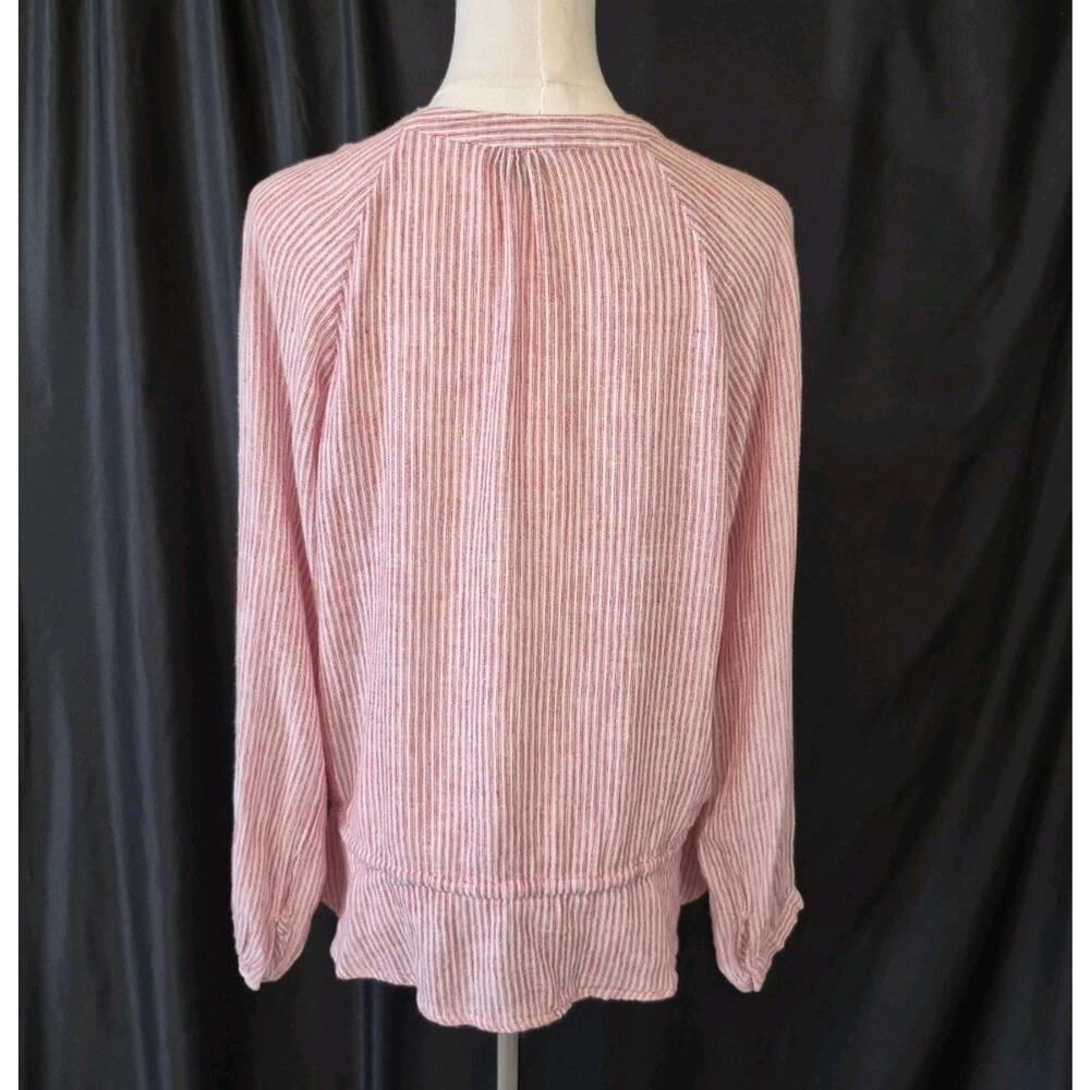 Rails Womens Marti Scarlet Red Striped Peplum Blouse Top Medium - Picture 7 of 8
